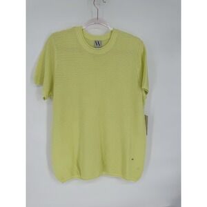 Worthington Womens Sz XXL Sweater Pale Lime Yellow Knit Short Sleeve NWT Org $44